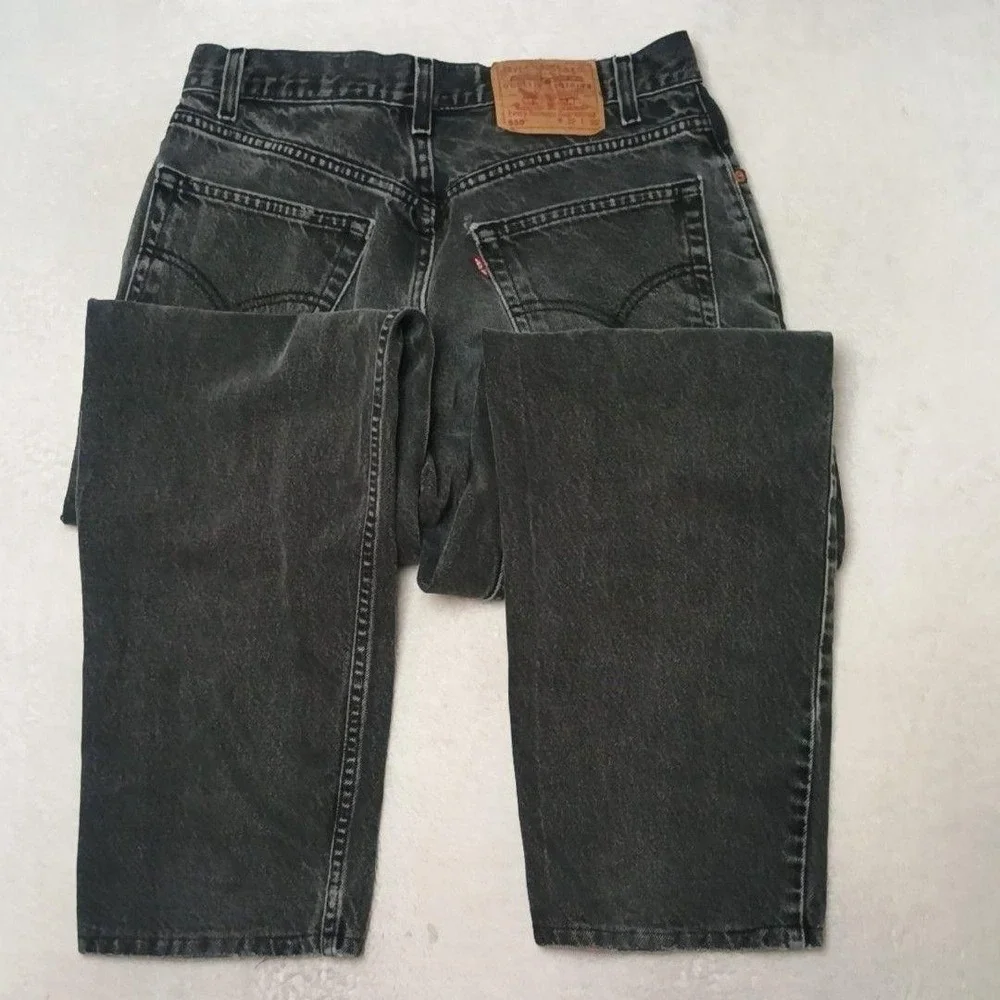 Vintage Levis 550 Jeans Mens 32x30 Black Y2K Straight Relaxed Charcoal Denim
